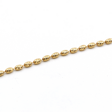 Real Gold Diamond Cut Oval Textured Beads Bracelet 3064 (17+2 =19cm) BR1933