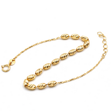 Real Gold Diamond Cut Oval Textured Beads Bracelet 3064 (17+2 =19cm) BR1933