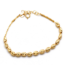 Real Gold Diamond Cut Oval Textured Beads Bracelet 3064 (17+2 =19cm) BR1933