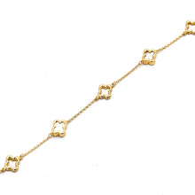 Real Gold Two Mother of Pearl and Three Openwork Clover Bracelet 2583 MOP (17+2 =19cm) BR1934
