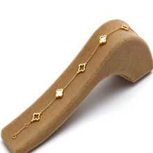Real Gold Two Mother of Pearl and Three Openwork Clover Bracelet 2583 MOP (17+2 =19cm) BR1934