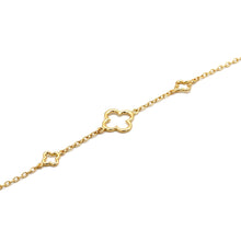 Real Gold Three Openwork Clover Bracelet 5255  (17+2 =19cm) BR1935