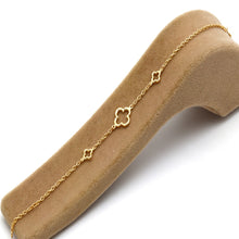Real Gold Three Openwork Clover Bracelet 5255  (17+2 =19cm) BR1935