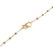 Real Gold Three Color Beaded 3D Star and Heart Bracelet 9208 (19 C.M) BR1936