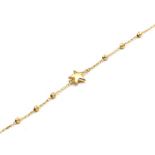 Real Gold 3D Star and Seven Textured Beads Bracelet 1972 (17 + 2 = 19 C.M) BR1939