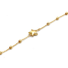 Real Gold 3D Star and Seven Textured Beads Bracelet 1972 (17 + 2 = 19 C.M) BR1939