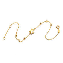 Real Gold 3D Star and Seven Textured Beads Bracelet 1972 (17 + 2 = 19 C.M) BR1939
