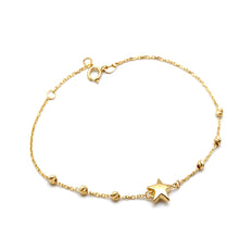 Real Gold 3D Star and Seven Textured Beads Bracelet 1972 (17 + 2 = 19 C.M) BR1939