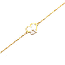 Real Gold Two Tone Double Open Heart Bracelet 5316 YW (19 C.M) BR1941