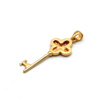 Real Gold Reversible Clover Key Pendant 2507  P 2049
