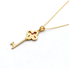 Real Gold Reversible Clover Key Necklace 2507  CWP 2049