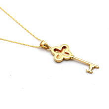 Real Gold Reversible Clover Key Necklace 2507  CWP 2049