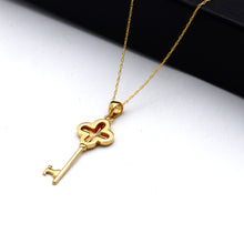 Real Gold Reversible Clover Key Necklace 2507  CWP 2049