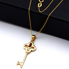 Real Gold Reversible Clover Key Necklace 2507  CWP 2049