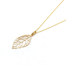 Real Gold Diamond Cut Openwork Leaf Necklace 0230 CWP 2057