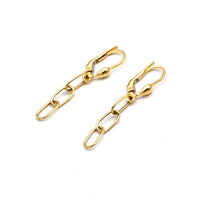 Real Gold Paperclip Chain Dangle Press Earrings Set 1944 E1983