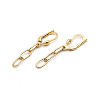 Real Gold Paperclip Chain Dangle Press Earrings Set 1944 E1983