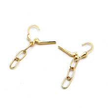 Real Gold Paperclip Chain Dangle Press Earrings Set 1944 E1983