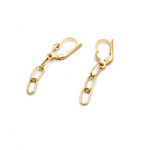 Real Gold Paperclip Chain Dangle Press Earrings Set 1944 E1983