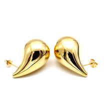Real Gold Curved Teardrop Stud XL Earrings Set 9137 E1986