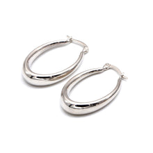 Real Gold Polished Oval Hoop White Gold Earrings Set 8782 - W E1988
