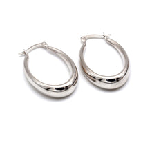 Real Gold Polished Oval Hoop White Gold Earrings Set 8782 - W E1988