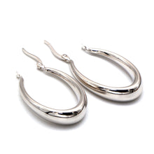 Real Gold Polished Oval Hoop White Gold Earrings Set 8782 - W E1988