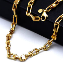 Real Gold Paperclip Bar Link Chain Necklace (45 C.M) 3552 N1575