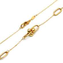 Real Gold Paperclip Ball Bar Station Necklace (45 C.M) 2648 N1576