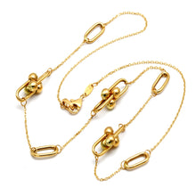 Real Gold Paperclip Ball Bar Station Necklace (45 C.M) 2648 N1576
