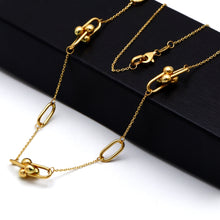 Real Gold Paperclip Ball Bar Station Necklace (45 C.M) 2648 N1576
