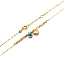 Real Gold Evil Eye Heart Charm Texture Balls Necklace (45 C.M) 1114 N1577