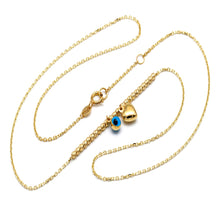 Real Gold Evil Eye Heart Charm Texture Balls Necklace (45 C.M) 1114 N1577