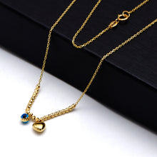 Real Gold Evil Eye Heart Charm Texture Balls Necklace (45 C.M) 1114 N1577