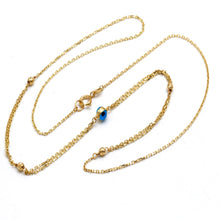 Real Gold Evil Eye Bead Station Necklace (45 C.M) 1037 N1578