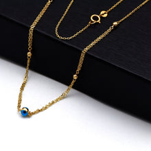 Real Gold Evil Eye Bead Station Necklace (45 C.M) 1037 N1578