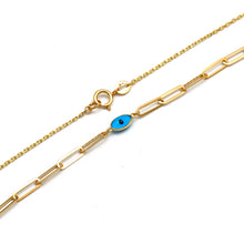 Real Gold Evil Eye Paperclip Chain Necklace (45 C.M) 2012 N1579