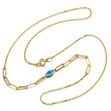 Real Gold Evil Eye Paperclip Chain Necklace (45 C.M) 2012 N1579