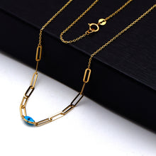 Real Gold Evil Eye Paperclip Chain Necklace (45 C.M) 2012 N1579
