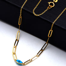 Real Gold Evil Eye Paperclip Chain Necklace (45 C.M) 2012 N1579