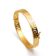 Real Gold 3D Maze Hoop Greek Key Cutout Bangle (Size 17) 0376 BA1715