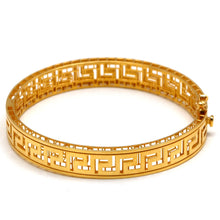 Real Gold 3D Maze Hoop Greek Key Cutout Bangle (Size 17) 0376 BA1715