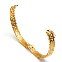 Real Gold 3D Maze Hoop Greek Key Cutout Bangle (Size 17) 0376 BA1715