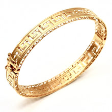 Real Gold 3D Maze Hoop Greek Key Cutout Bangle (Size 17) 0376 BA1715