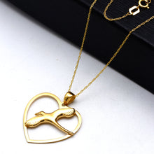 Real Gold Swallow Heart Necklace 2120 CWP 2060