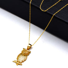 Real Gold Owl Branch Necklace 2103 CWP 2061
