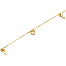 Real Gold Heart Key Charm Anklet (25 C.M) 2108 A1359