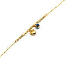 Real Gold 3D Heart Evil Eye Anklet (25 C.M) 1114 A1360