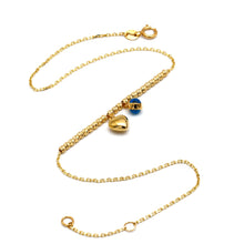 Real Gold 3D Heart Evil Eye Anklet (25 C.M) 1114 A1360