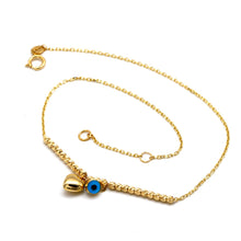 Real Gold 3D Heart Evil Eye Anklet (25 C.M) 1114 A1360